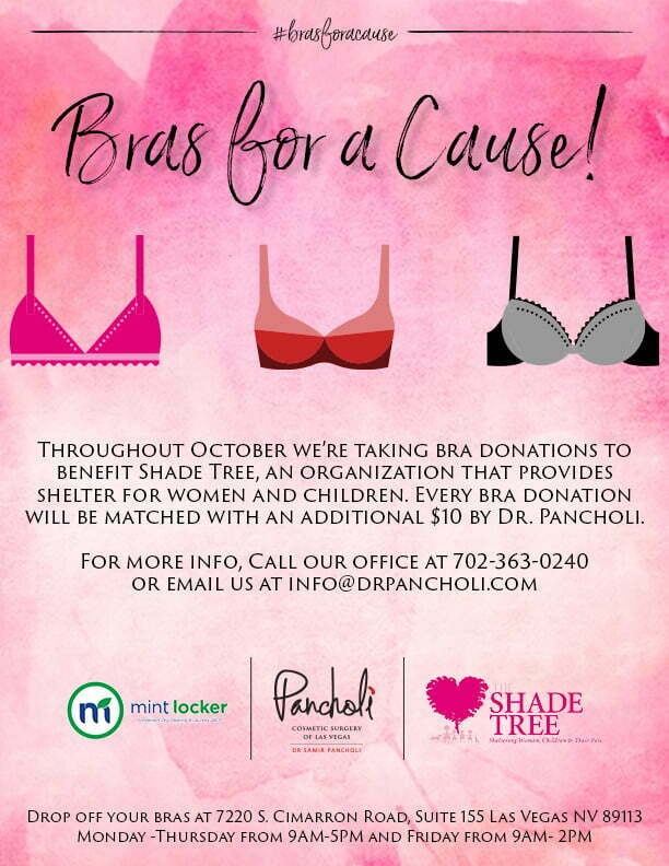 Join us in helping women in the Las Vegas community: Donate a bra and we'll  donate $10 - Dr. Pancholi